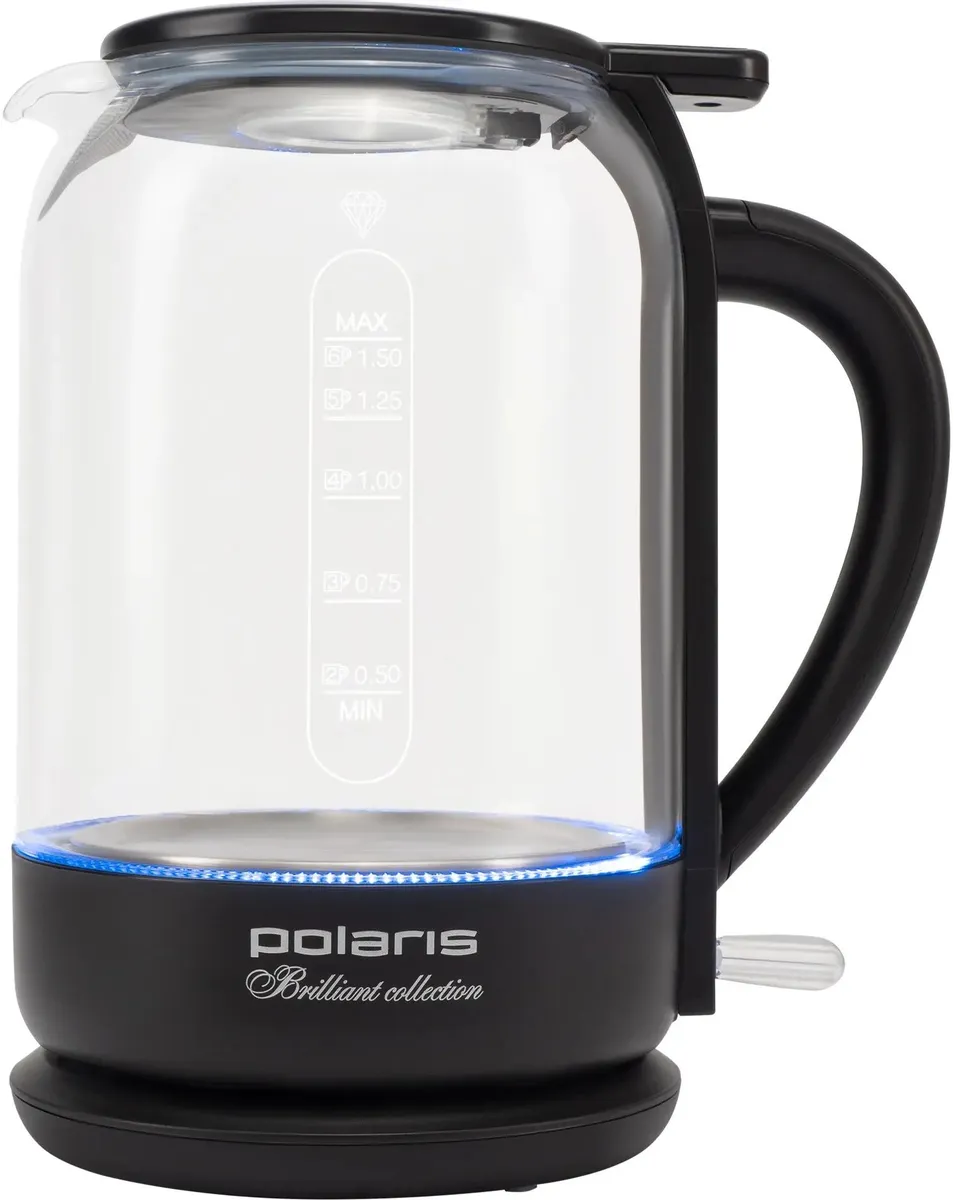 картинка Чайник электрический Polaris PWK 1753CGL, белый/ черный (корпус: пластик/ стекло) от магазина КомпьютерЦентр