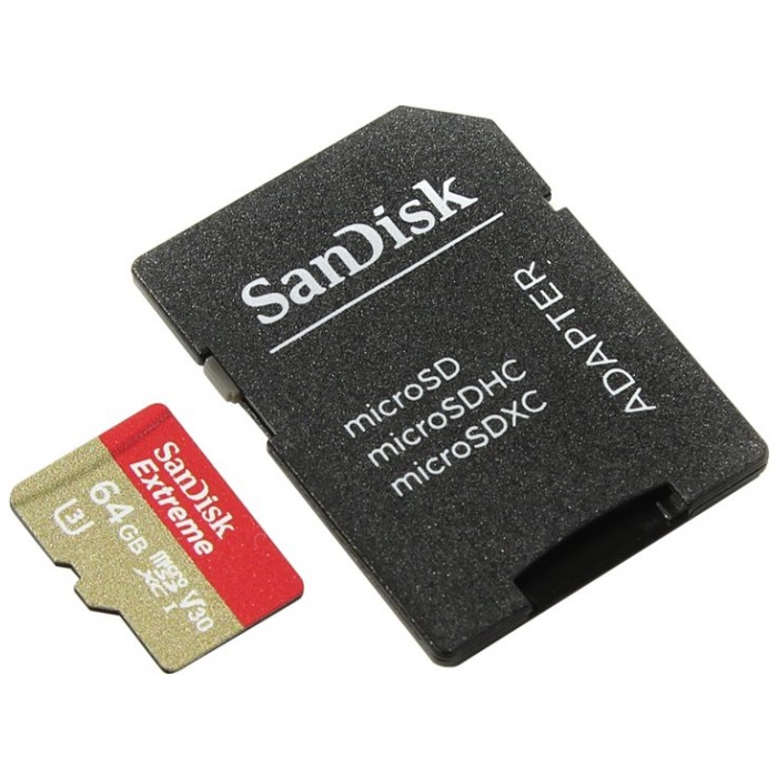 картинка Карта памяти SanDisk 64Gb microSDXC Extreme + SD adapter (SDSQXVF-064G-GN6MA) от магазина КомпьютерЦентр