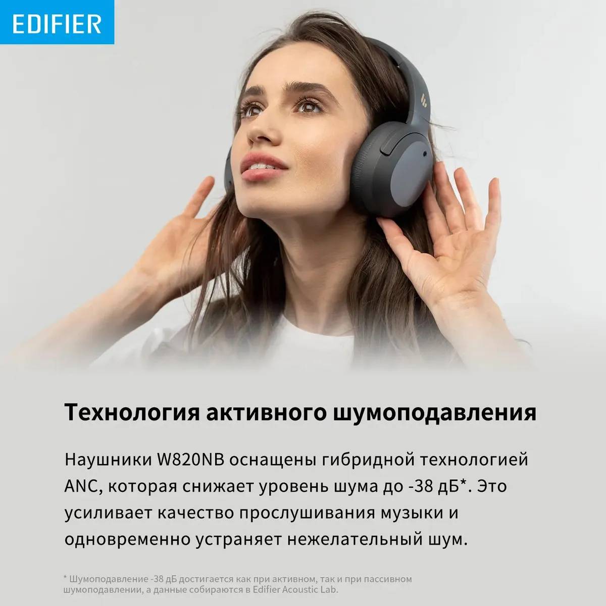 картинка Bluetooth гарнитура Edifier W820NB Gray от магазина КомпьютерЦентр