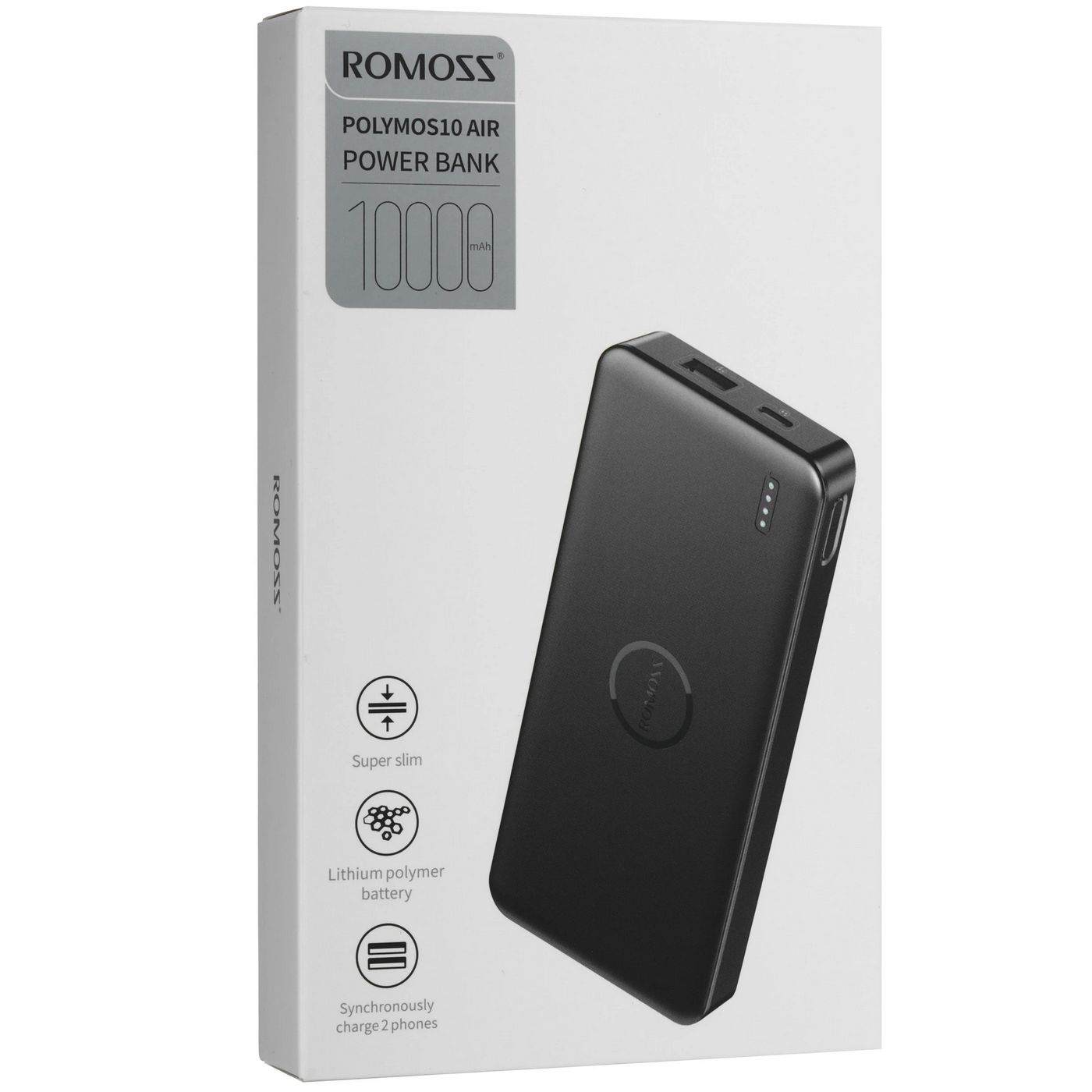 картинка Внешний аккумулятор Romoss PPB10 10000mAh 5W 10.5A USB-A/ USB-C черный от магазина КомпьютерЦентр
