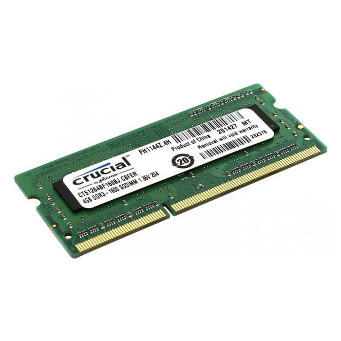 картинка Оперативная память Crucial SO-DIMM DDR3L 4Gb 1600MHz PC3-12800 (CT51264BF160B(J)) от магазина КомпьютерЦентр