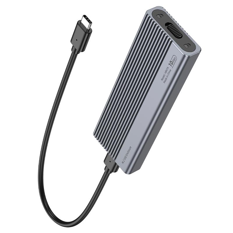 картинка Карман для SSD Hoco HB47A, M.2 SSD Enclosure (USB 3.2/ 10Gbps) Metal Gray от магазина КомпьютерЦентр