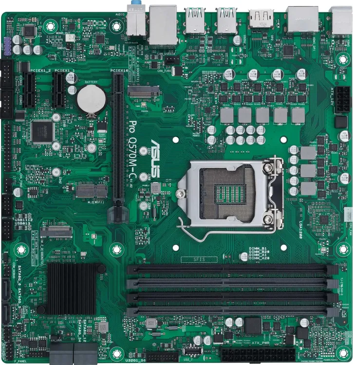 картинка Материнская плата Asus Pro Q570M-C/ CSM, S1200; Intel Q570; 2xDDR4; 6xSATA, 2xM2.1 8ch (7.1); GbLAN, DP, HDMI, mATX от магазина КомпьютерЦентр