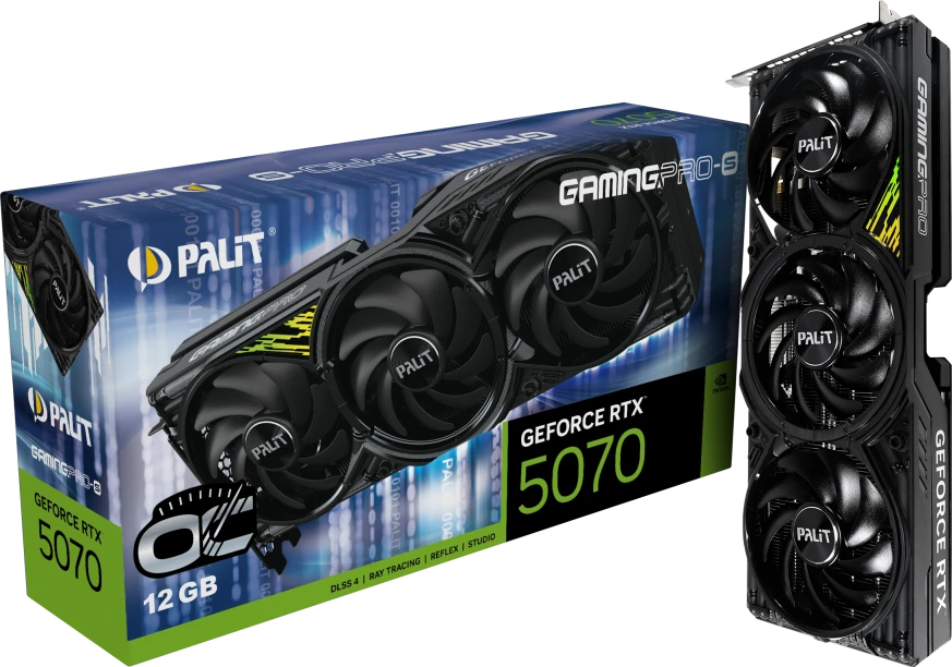 картинка Видеокарта 12Gb GDDR7 GeForce RTX 5070 Palit GAMINGPRO-S OC (NE75070T19K9-GB2050U) от магазина КомпьютерЦентр