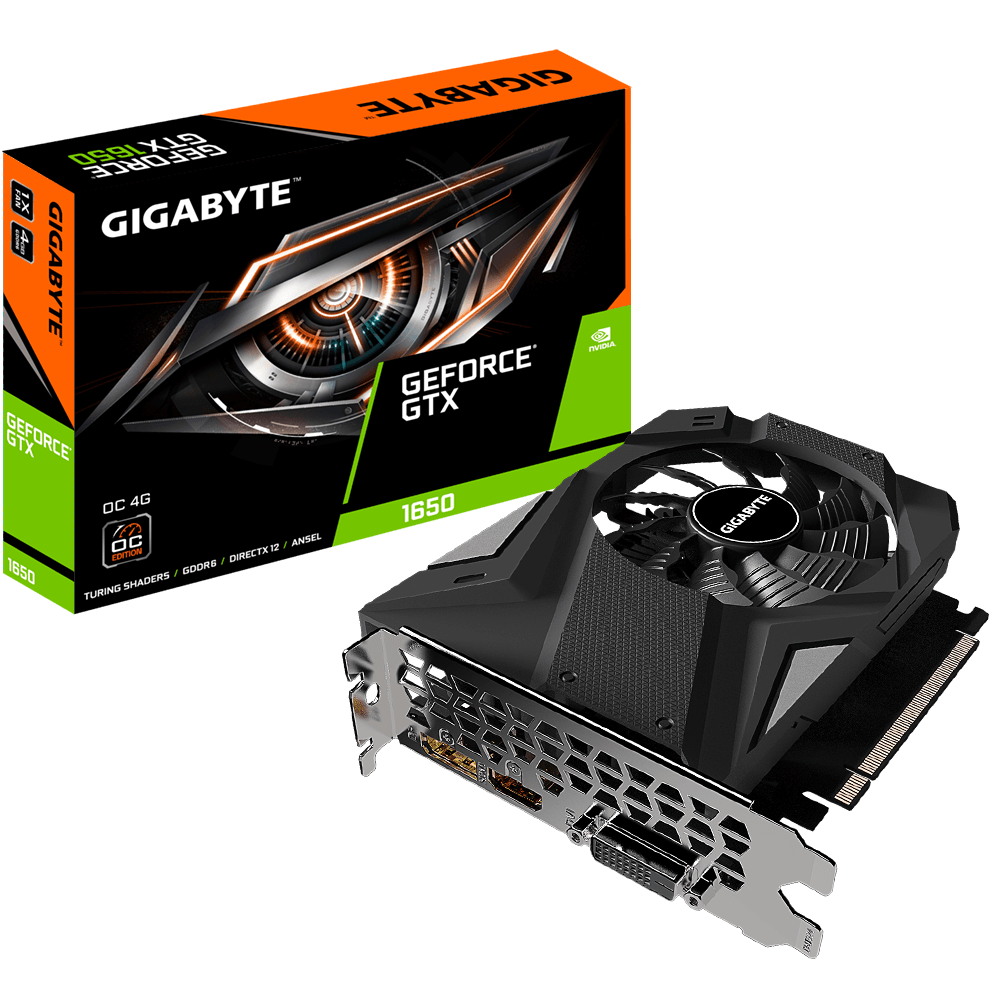 картинка Видеокарта 4Gb GDDR6 GeForce GTX 1650 Gigabyte (GV-N1656OC-4GD) от магазина КомпьютерЦентр