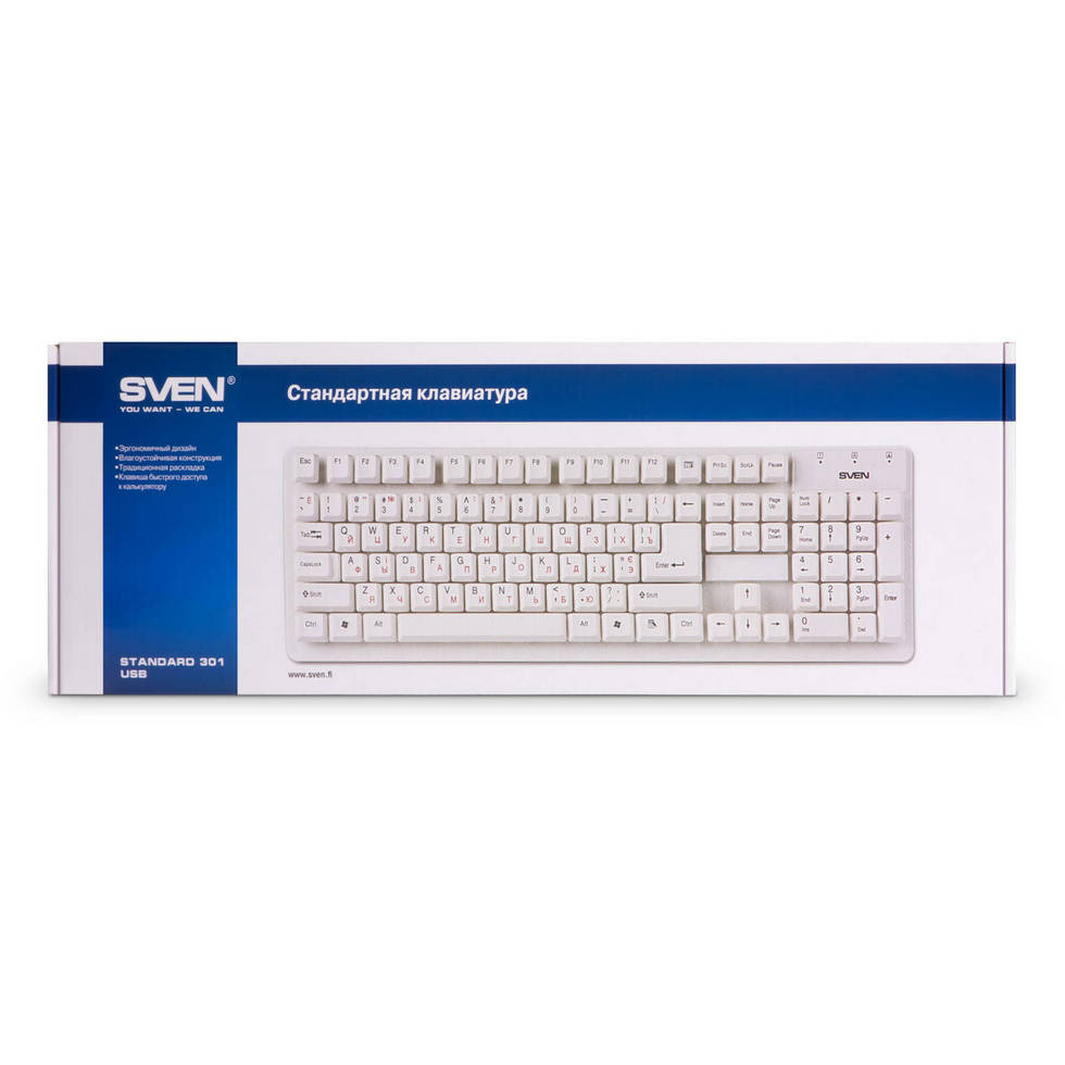 картинка Клавиатура Sven Standard 301 White (SV-03100301UW) от магазина КомпьютерЦентр
