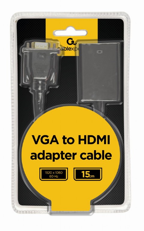 картинка Переходник VGA (M)- HDMI (F) Cablexpert A-VGA-HDMI-01, 19M/ 15F, 0.15m, аудиовыход Jack 3.5, питание от USB от магазина КомпьютерЦентр