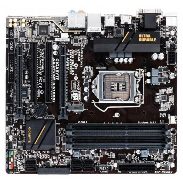 картинка Материнская плата Gigabyte GA-B150M-D3H DDR3 s1151 (GA-B150M-D3H) от магазина КомпьютерЦентр