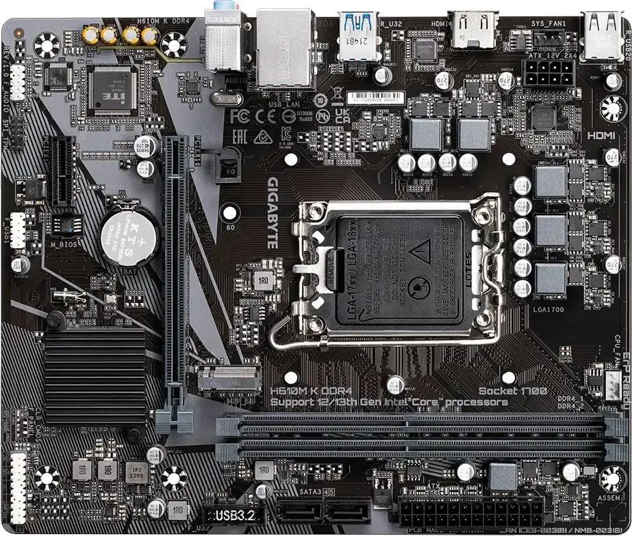 картинка Материнская плата Gigabyte H610M K DDR4 Soc-1700 Intel H610 2xDDR4 mATX от магазина КомпьютерЦентр