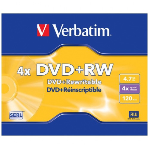 картинка Диск Verbatim DVD+RW 4,7GB 4x Matt Silver Slim от магазина КомпьютерЦентр