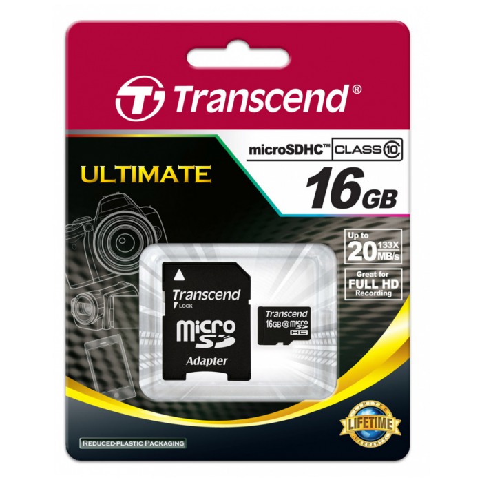 картинка Карта памяти Transcend 16Gb microSDHC Class 10 + SD Adapter (TS16GUSDHC10) от магазина КомпьютерЦентр