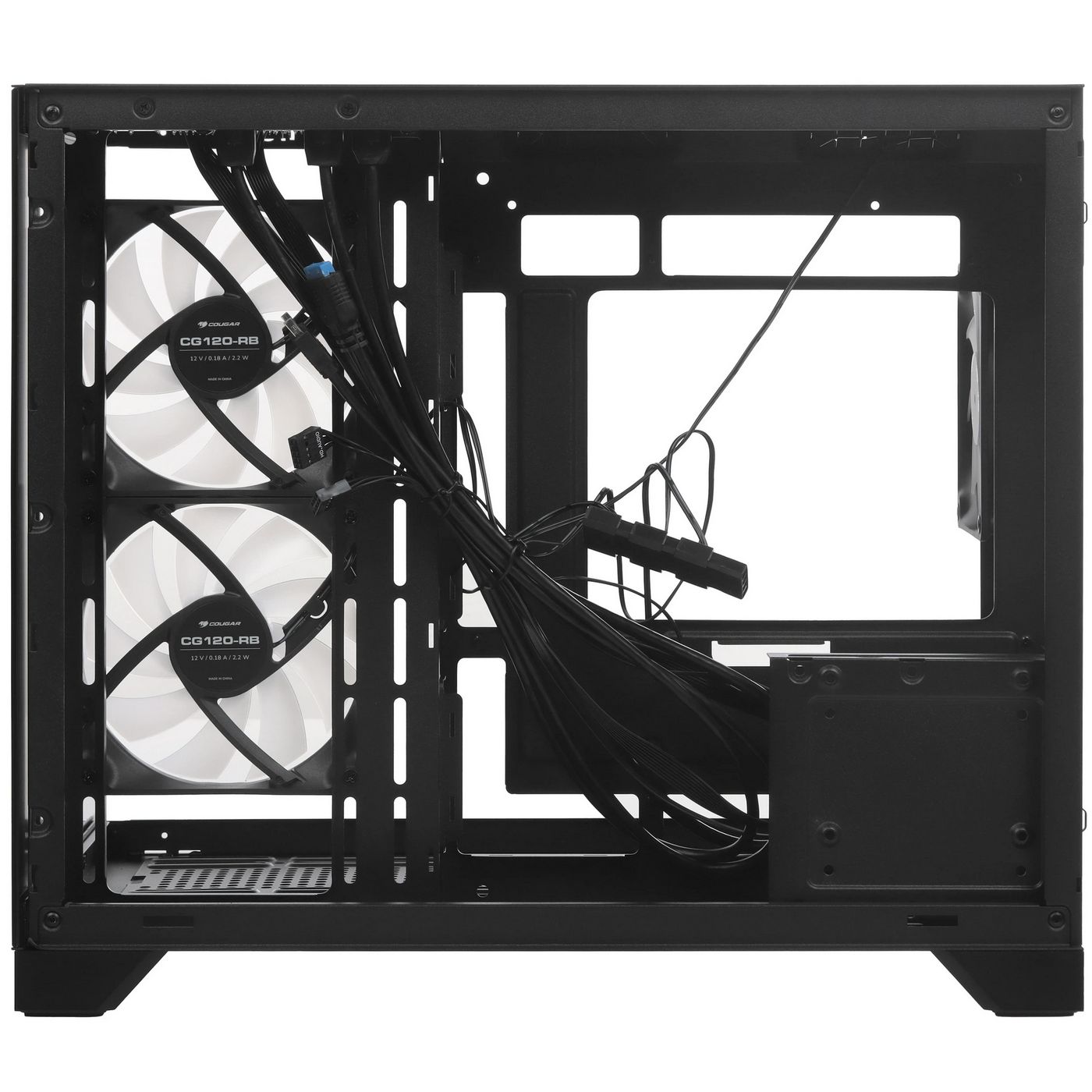 картинка Корпус Cougar FV150 Mini RGB Mini-tower, Black, 3x120mm RGB fan, 2xUSB 3.0, Type-C, no PSU от магазина КомпьютерЦентр