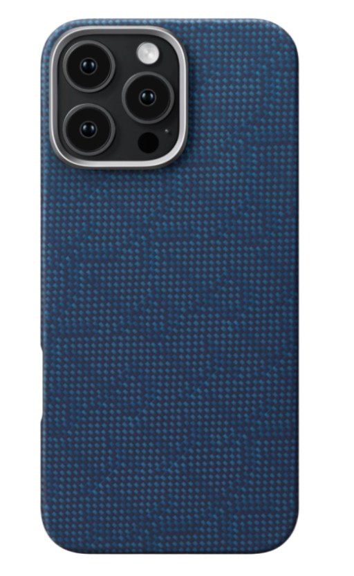 картинка Чехол PITAKA Monogram Tactile Woven Case для iPhone 16 Pro Max 6.9'', цвет черно/ синий (PTK- Black/ Blue) от магазина КомпьютерЦентр