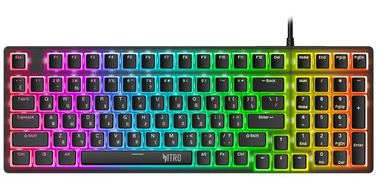 картинка Клавиатура Acer Nitro OKW303 механическая черный/ серый USB Multimedia for gamer LED (ZL.KBDCC.01D) от магазина КомпьютерЦентр