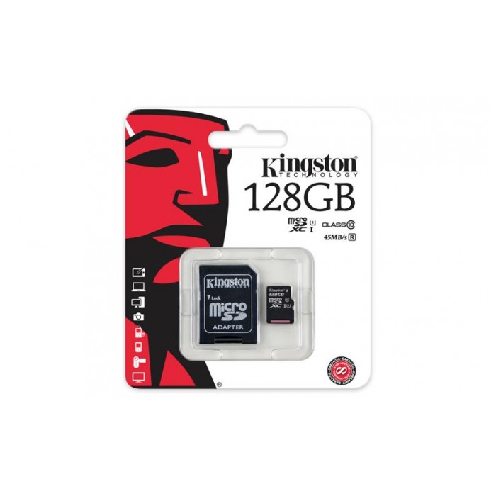 картинка Карта памяти Kingston 128Gb microSDXC class 10 + SD Adapter  (SDC10G2/128GB) от магазина КомпьютерЦентр