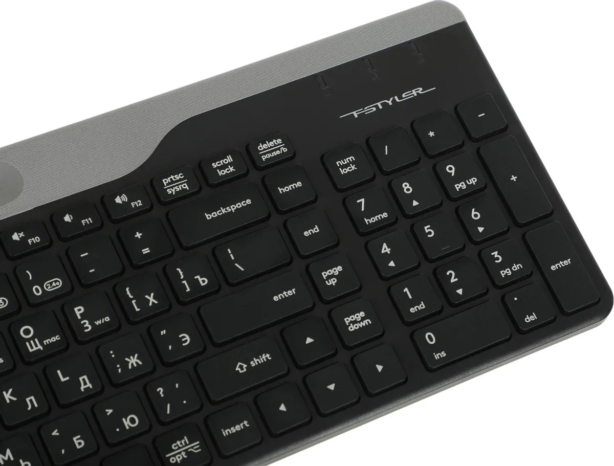 картинка Клавиатура A4Tech Fstyler FBK25 беспроводная, черный/ серый от магазина КомпьютерЦентр