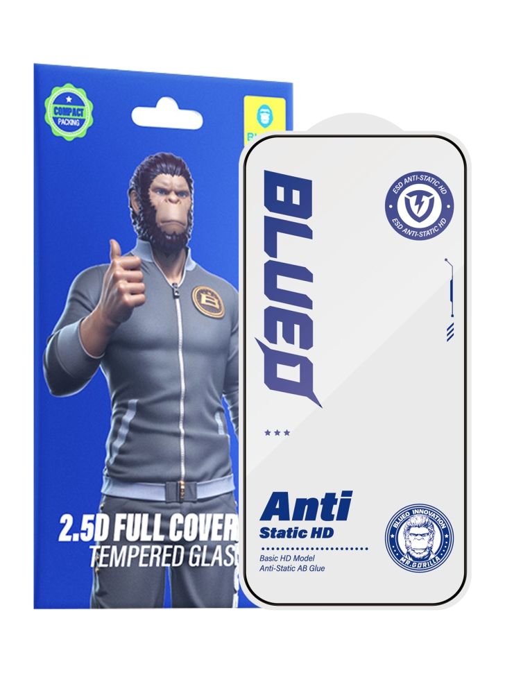 картинка Стекло бронь для iPhone 17 Pro/ 17/ 16 Pro BlueO Narrow border Anti-Static Black от магазина КомпьютерЦентр