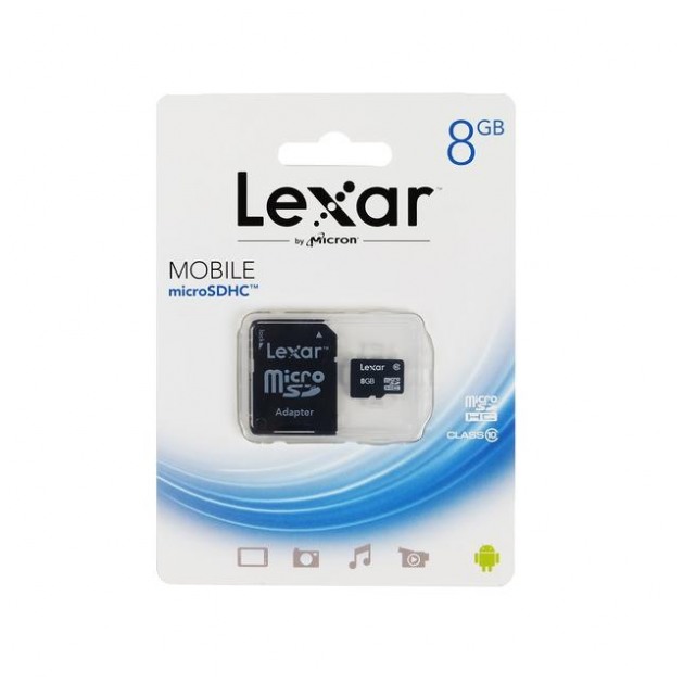 картинка Карта памяти Lexar 8Gb microSDHC Class 10 SD Adapter (LSDMI8GBBBEU300A) от магазина КомпьютерЦентр