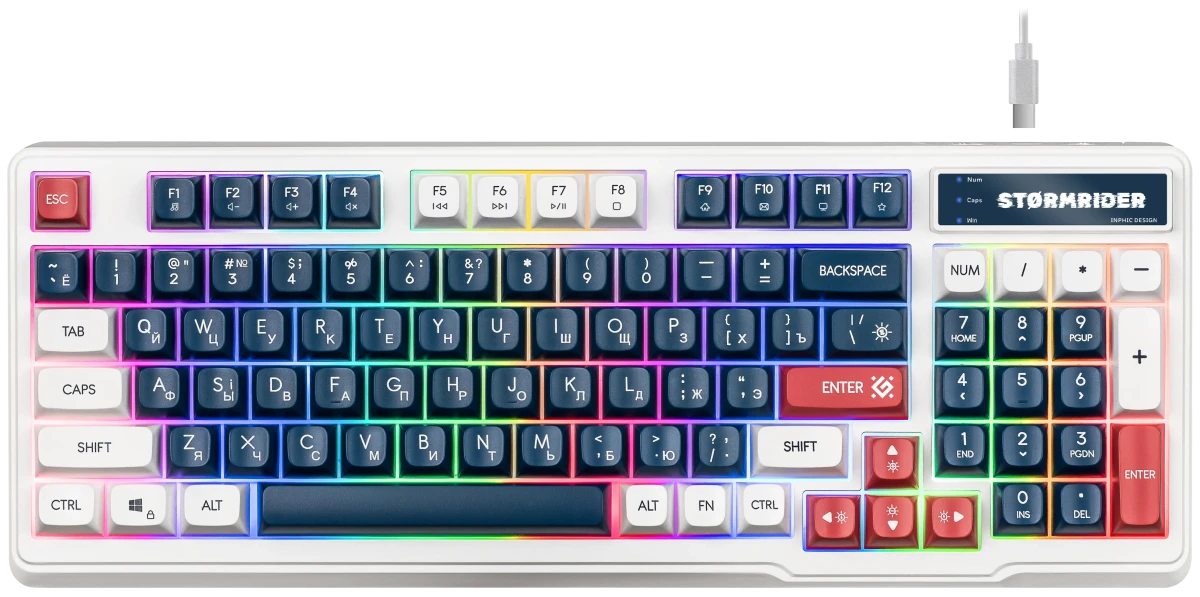 картинка Клавиатура игровая проводная Defender Stormrider GK-425 RU, бел/син от магазина КомпьютерЦентр