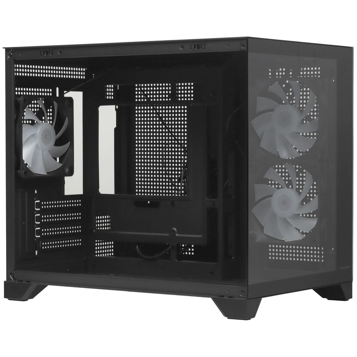 картинка Корпус Cougar FV150 Mini RGB Mini-tower, Black, 3x120mm RGB fan, 2xUSB 3.0, Type-C, no PSU от магазина КомпьютерЦентр