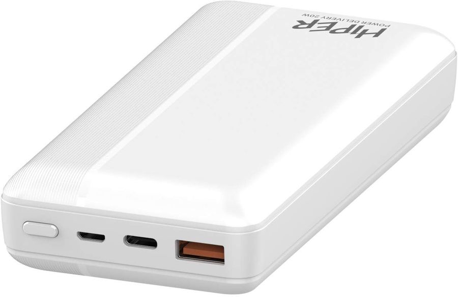 картинка Дополнительный внешний аккумулятор Hiper Fast 20000 20000mAh 5A QC PD 2xUSB White от магазина КомпьютерЦентр