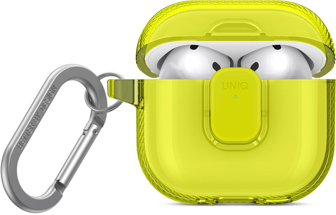 картинка Чехол Uniq Glase PRO TPU Lock Light Lime для AirPods 4, зеленый лайм от магазина КомпьютерЦентр
