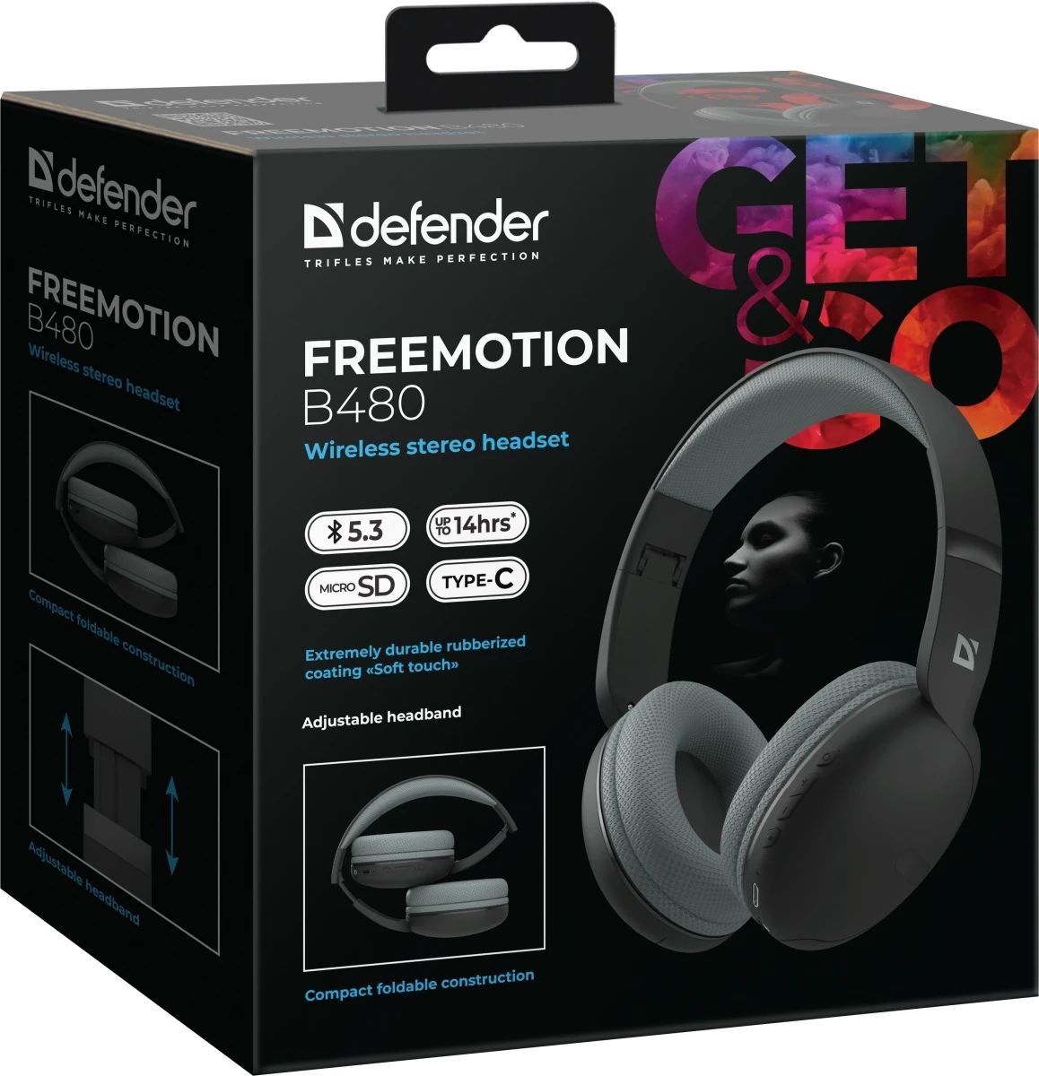 картинка Bluetooth гарнитура Defender FreeMotion B480 черный (63480) от магазина КомпьютерЦентр