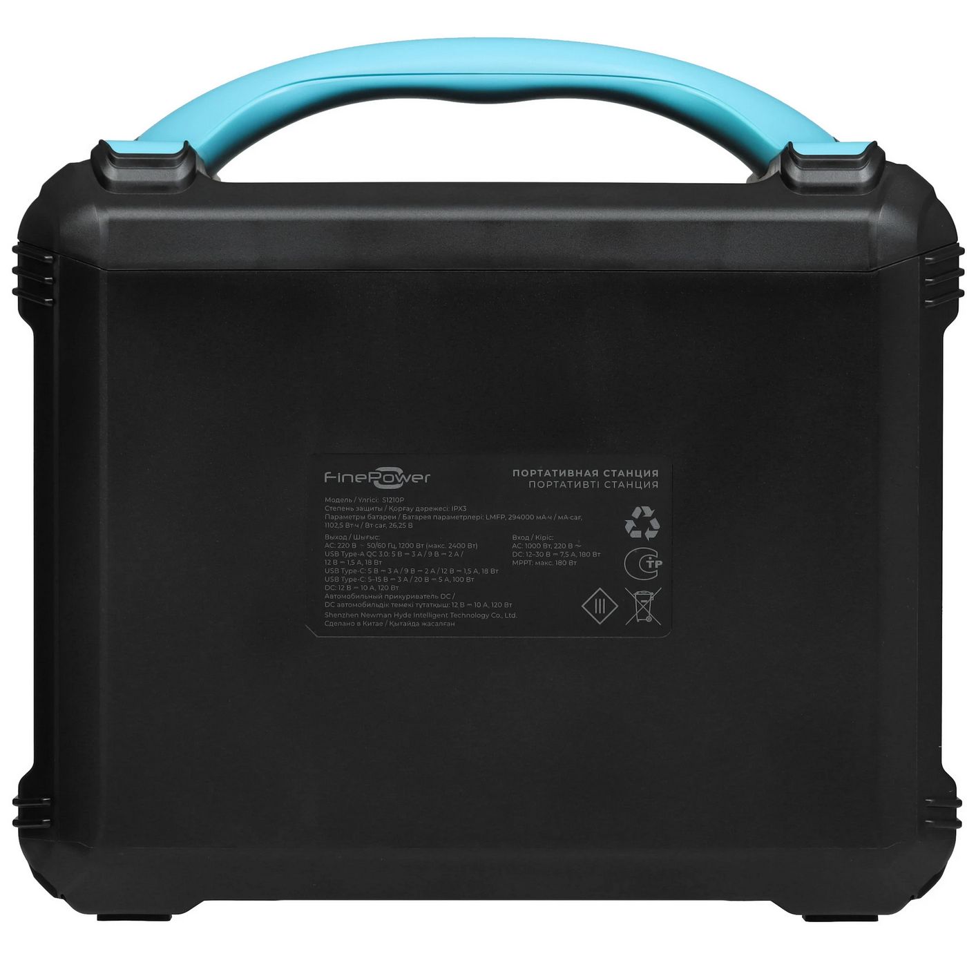 картинка Портативная станция FinePower Zeus 1000 (1102,5Wh/ 2,4kW, 2xUSB-A(out), 2xUSB-C(in/ out), DC(iout) 3xAC(in/ out), MPPT, LMFP, 15 кг, черный) от магазина КомпьютерЦентр