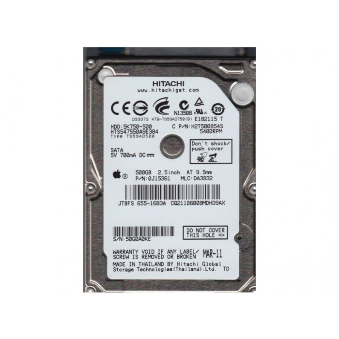 картинка Жесткий диск Hitachi 500Gb GST 5K750 2.5″ 8Gb SATAII (HTS547550A9E384) от магазина КомпьютерЦентр