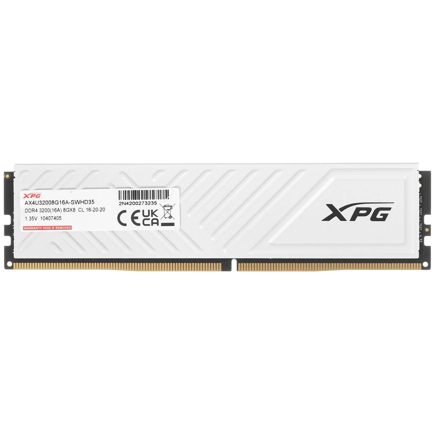 картинка DIMM DDR4 8Gb 3200MHz PC4-25600 ADATA Gammix D35, CL 16-20-20, 1.35V, White (AX4U32008G16A-SWHD35) от магазина КомпьютерЦентр