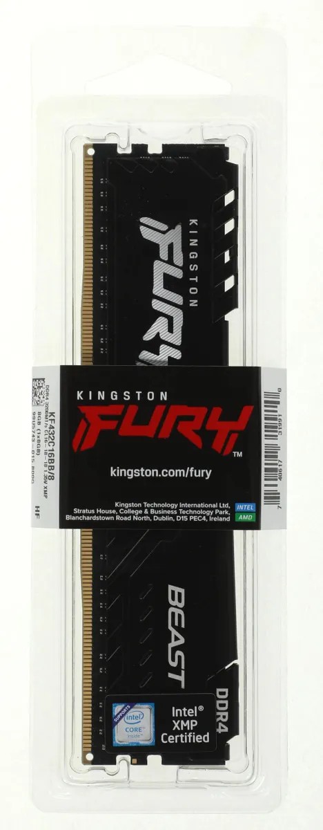картинка DIMM DDR4 8Gb 3200MHz PC4-25600 Kingston Fury Beast Black (KF432C16BB/ 8WP) от магазина КомпьютерЦентр