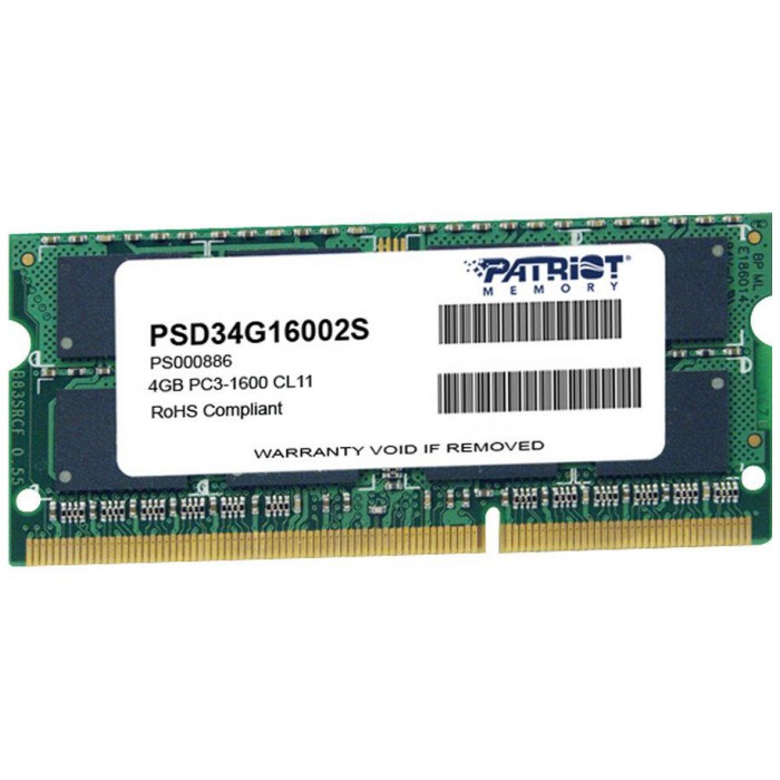 картинка Оперативная память Patriot SO-DIMM DDR3 4Gb 1600MHz PC3-12800 (PSD34G16002S) от магазина КомпьютерЦентр