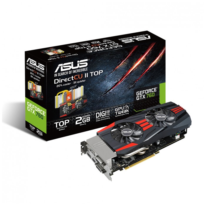 картинка Видеокарта Asus 2Gb DDR5 GeForce GTX760 256-bit 2DVI-HDMI- DP (GTX760-DC2-2GD5-SSU) от магазина КомпьютерЦентр