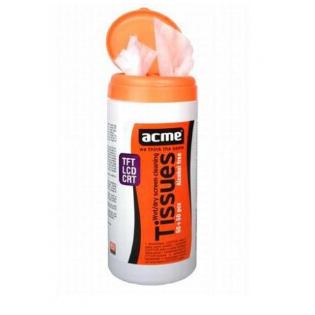 картинка Салфетки влажные Acme Screen Cleaning Wipes 50шт влажных+ 50шт сухих, туба от магазина КомпьютерЦентр
