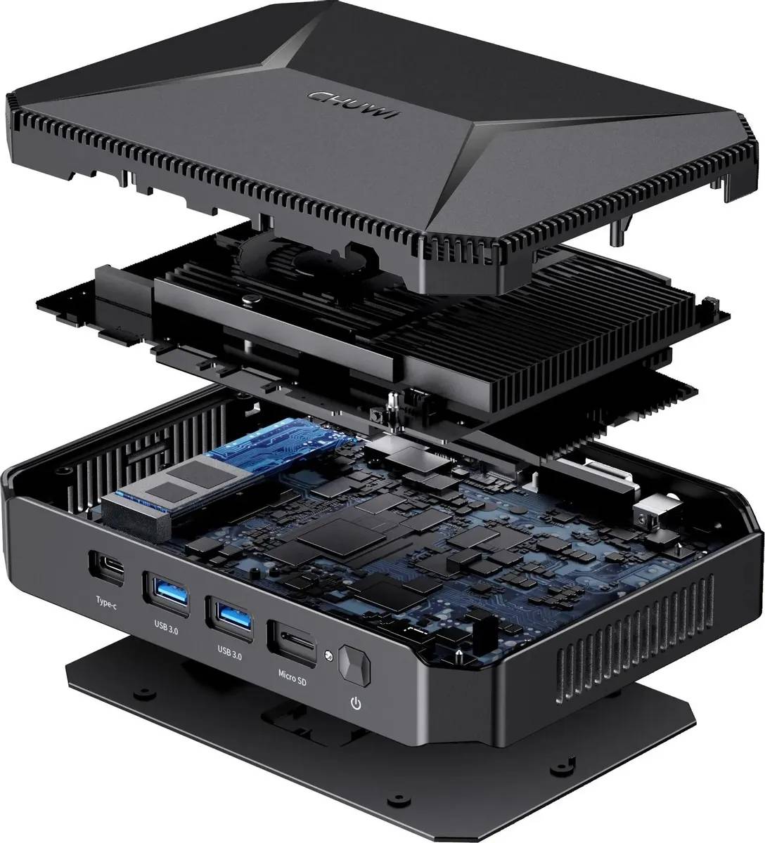 картинка Компьютер Chuwi HeroBox () Intel N100 (0.8)/  8Gb/  256Gb SSD/  Intel UHD Graphics /  BT/  WiFi/  Win 11 Professional/  Black от магазина КомпьютерЦентр
