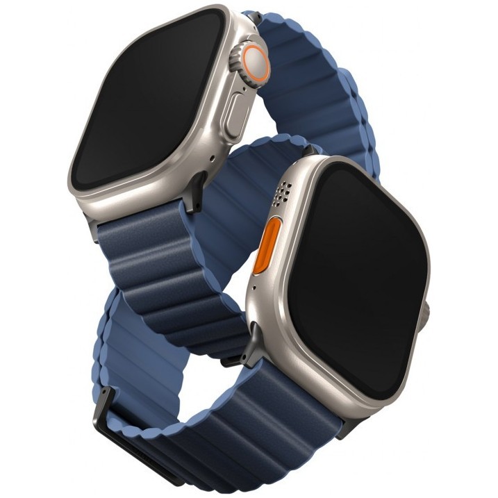 картинка Ремень силиконовый Uniq REVIX Premium для Apple Watch 49/ 45/ 44/ 42MM, цвет прусский/ туманно синий (PRUSSIAN/ MIST BLUE) (45MM-REVPPRUMBLU) от магазина КомпьютерЦентр