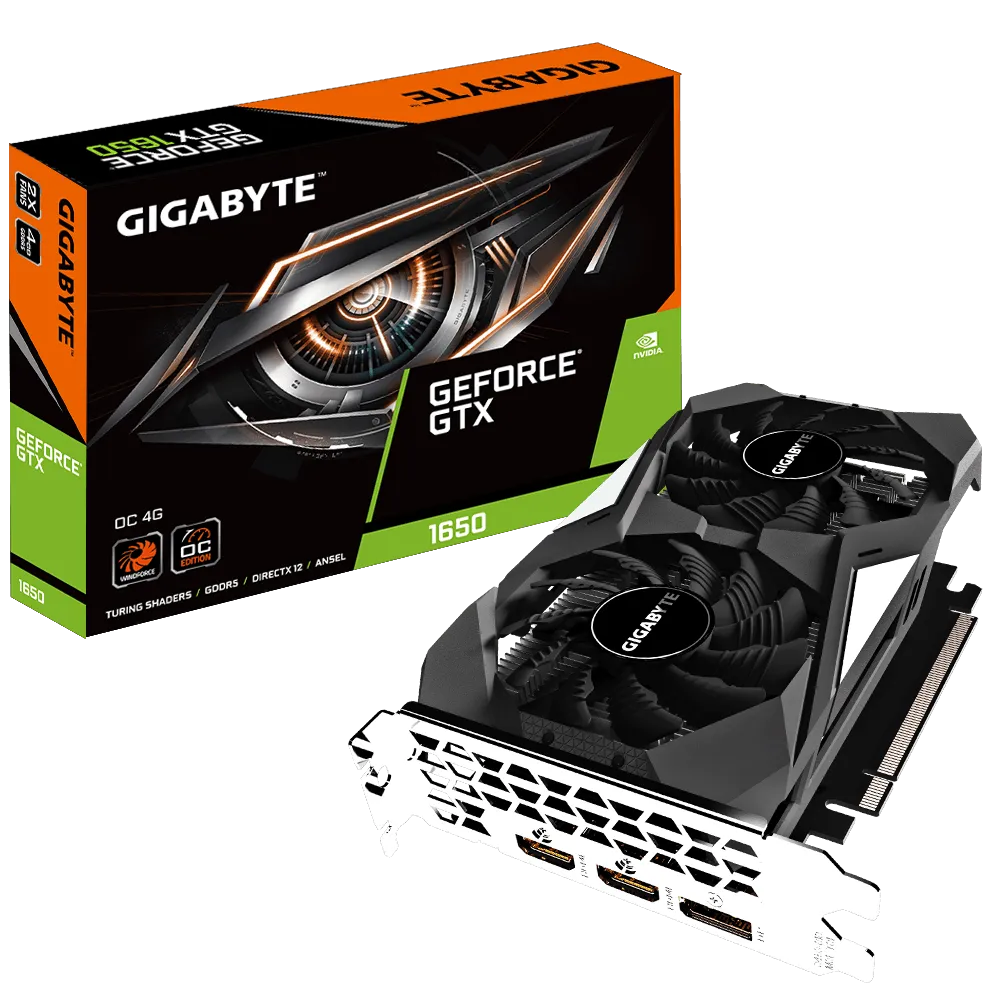 картинка Видеокарта 4Gb GDDR5 GeForce GTX 1650 Gigabyte (GV-N1650OC-4GD) от магазина КомпьютерЦентр