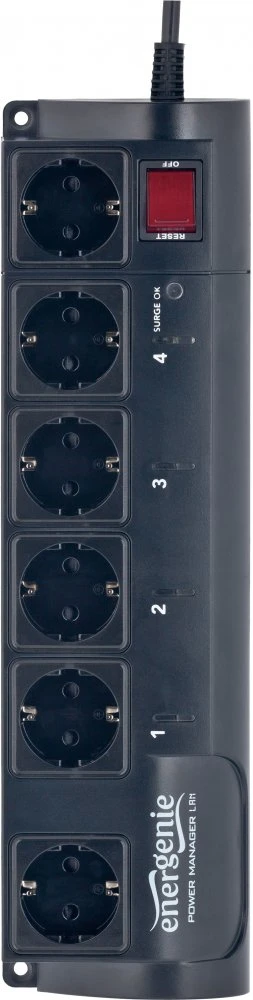 картинка Сетевой фильтр Energenie EG-PMS2-LAN программируемый, черный (10А, LAN, 6 розеток) от магазина КомпьютерЦентр