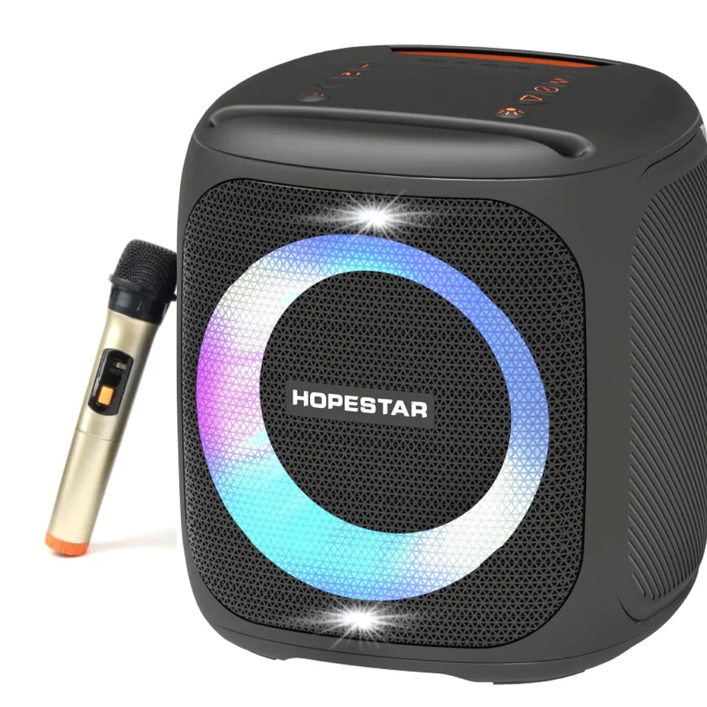 картинка Bluetooth колонка Hopestar Party 100 50W, черная; микрофон для караоке в комплекте от магазина КомпьютерЦентр