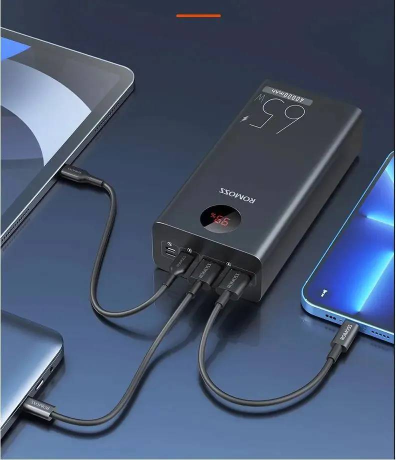 картинка Внешний аккумулятор Romoss (PEA40 PRO) (40000mAh) QC3.0/ PD3.0 65W 3A 2xUSB-A/ USB-C черный от магазина КомпьютерЦентр