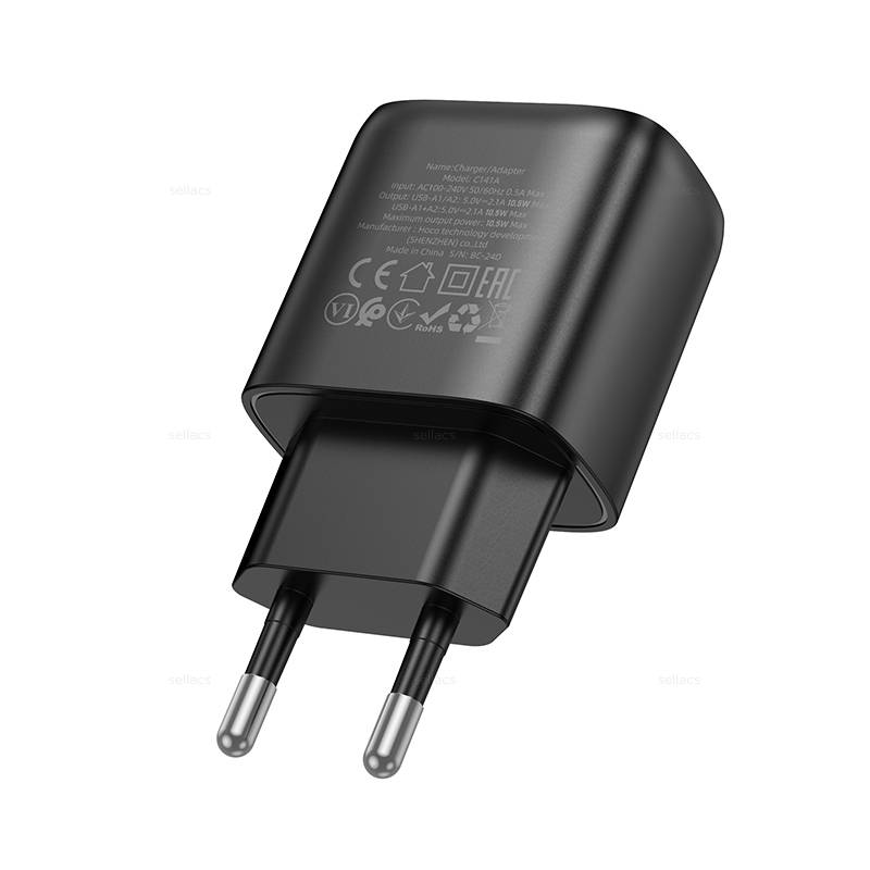картинка СЗУ HOCO C141A Smart dual-port charger black от магазина КомпьютерЦентр