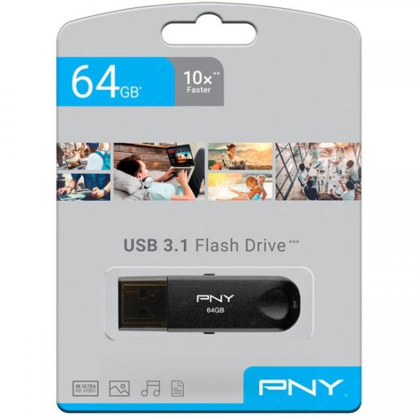 картинка USB3.1 накопитель 64Gb PNY Attcla BLKTRNBLK (FD64GATTC30KTRK-EF) от магазина КомпьютерЦентр