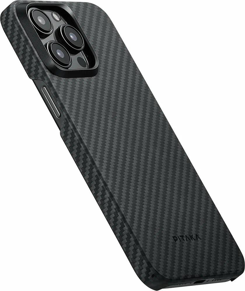 картинка Чехол PITAKA MagEZ Case 4 для iPhone 15 Pro MAX 6.7'', черный/ серый (Black/ Grey Twill) 1500D от магазина КомпьютерЦентр
