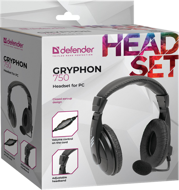 картинка Гарнитура Defender Gryphon 750 Black, Gaming (63750) от магазина КомпьютерЦентр