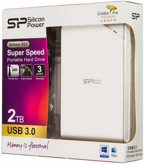 картинка HDD внешний 2Tb SiliconPower 2.5''; Steam S03 White (SP020TBPHDS03S3W) от магазина КомпьютерЦентр
