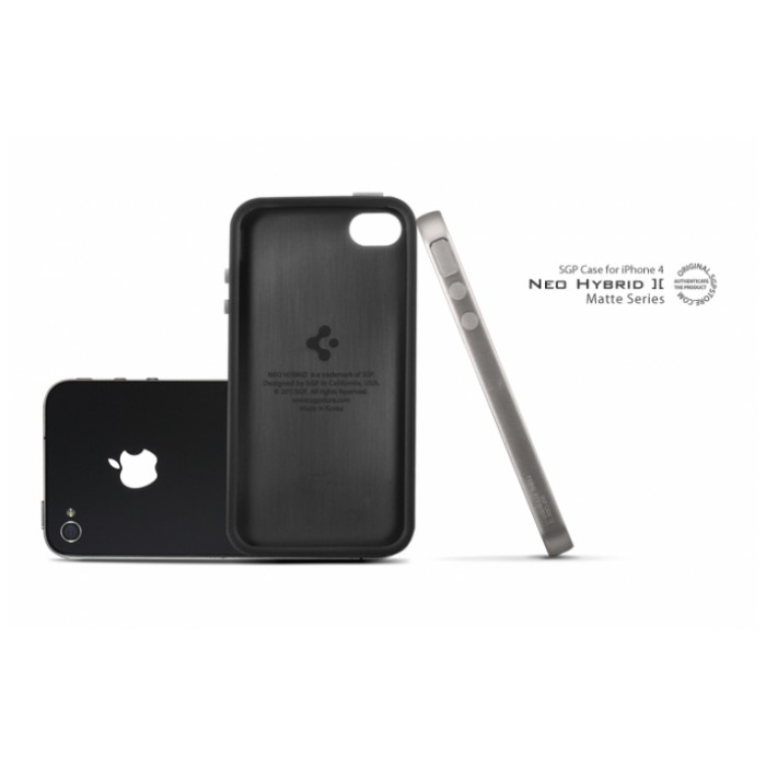 картинка Чехол SGP Case Neo Hybrid-2 Matte Series Gun Metal for iPhone 4 (SGP07768) от магазина КомпьютерЦентр