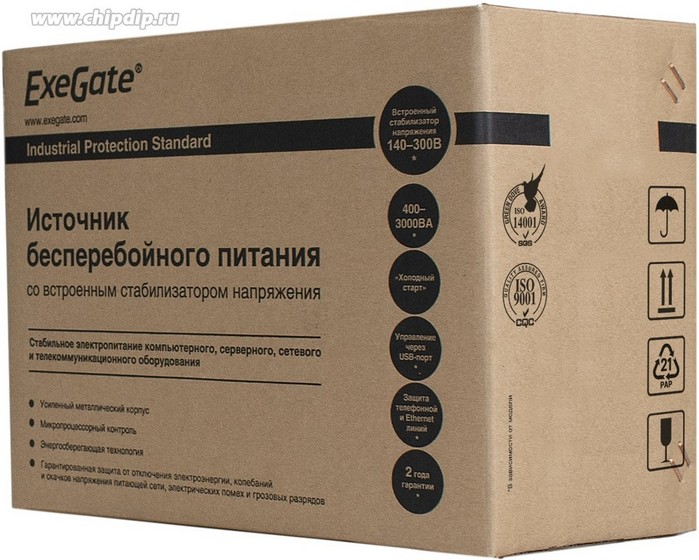 картинка ИБП ExeGate EP285483RUS SpecialPro UNB-1000.LED.AVR.EURO.RJ 1000VA/ 650W, LED, AVR, 4 евророзетки, RJ45/ 11, Black от магазина КомпьютерЦентр