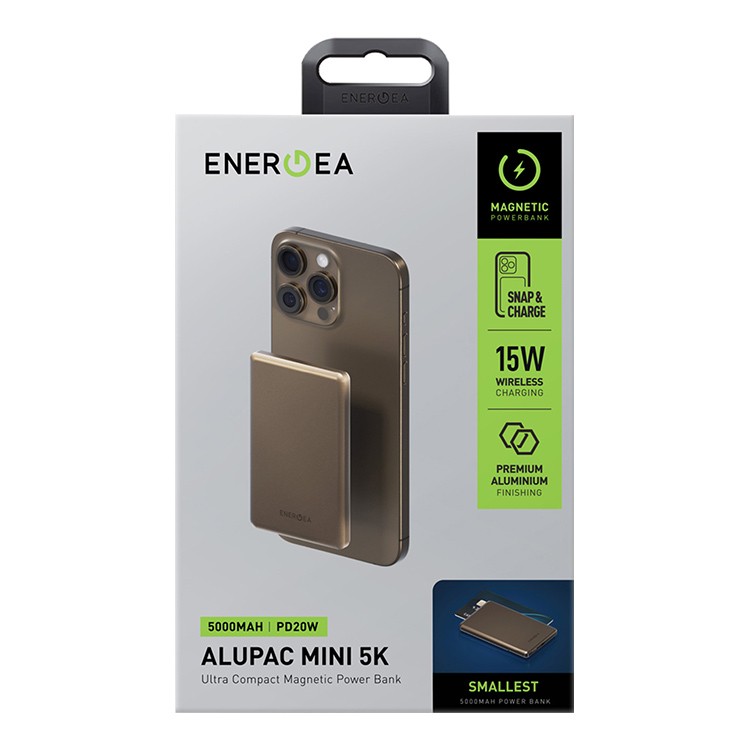 картинка Внешний аккумулятор EnergEA Alupac Mini 5K, 5000 mAh MAGSAFE - золото (Gold) от магазина КомпьютерЦентр