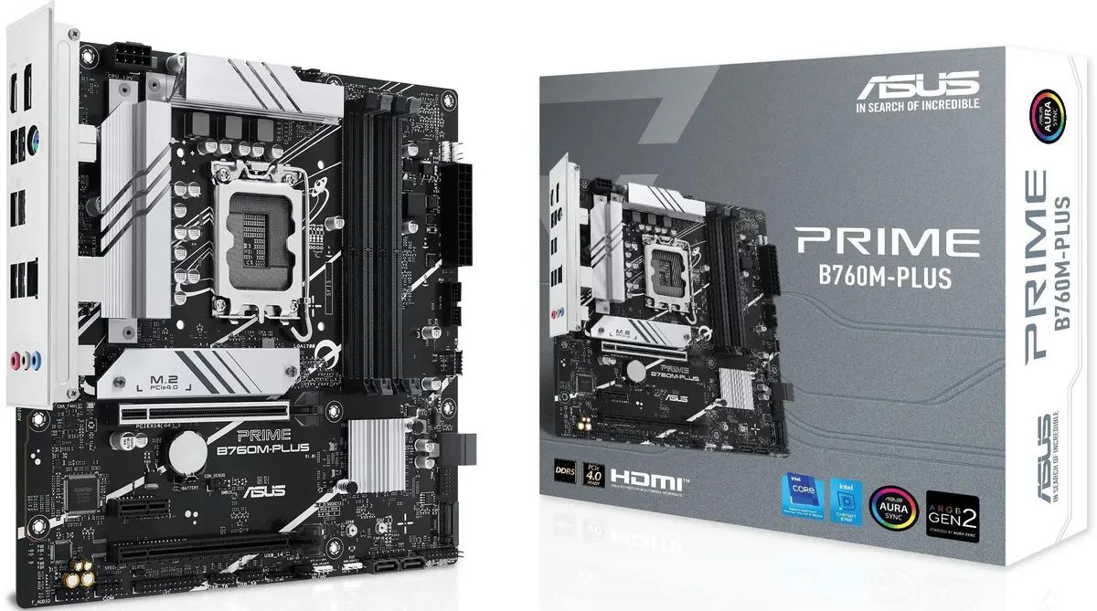 картинка Материнская плата ASUS PRIME B760M-PLUS, LGA 1700, Intel B760, 4xDDR5, mATX от магазина КомпьютерЦентр