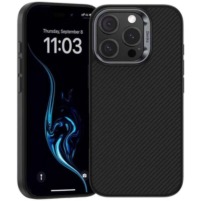 картинка Усиленный чехол Benks ArmorPro Case built with Kevlar 600D для iPhone 16 Pro Max 6.9'' (Black/ Metal Frame) (C.K.FL.AP.BK.A066) от магазина КомпьютерЦентр